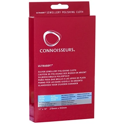 Image of Connoisseurs Silver Polishing Cloth Ultrasoft Jewellery Cleaning to Buff &amp; Restore Shine 100% Cotton Fiber 28 x 35cm
