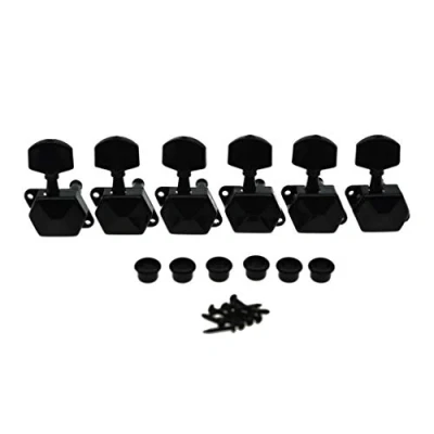 Image of KAISH 6 Inline Semi Closed Guitar Tuning Keys Pegs Tuners Machine Heads for Electric Guitars Black