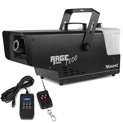 Image of beamz Rage1800 Snow Machine with Wireless Timer Control &amp; DMX High Output Artificial Realistic Snowfall Effect Perfect Fake for Events and Parties Durable Easy to Use