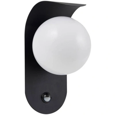 Image of Lindby LED outdoor wall light Lacie, sensor, black/white, aluminium