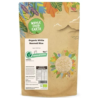 Image of Wholefood Earth Organic White Basmati Rice 1kg Vegan GMO Free Certified