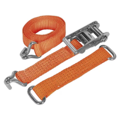 Image of Sealey Car Transporter Ratchet Tie Down 50mm x 3m Steel Wheel Single 4500kg Breaking Strength