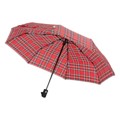 Image of ECO CHIC Automatic Umbrella Windproof Strong Compact Folding Travel (Tartan Red)