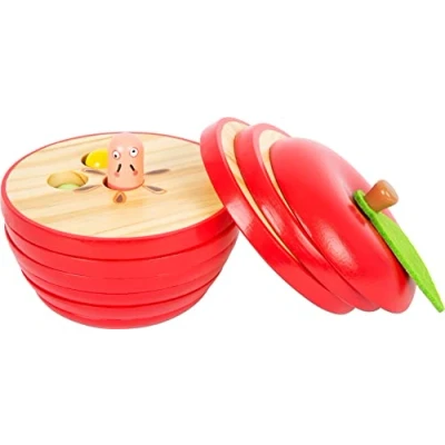 Image of small foot 11915 Logisteck Learning Apple, with Fun &amp; Colourful Caterpillars, Shape Fitting Game for Kids Aged 3+ Years Toys, Multicolor