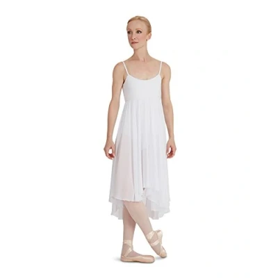 Image of Capezio Camisole Empire Dress Dance Costume, Elegant Costumes With Leotard &amp; Flowing Georgette Skirt, Sleeveless For Women, Ideal Lyrical Ballet White, M (Medium)