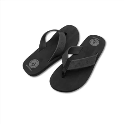Image of Volcom Men&#039;s Daycation Flip Flop Sandal, Black Destructo New, 9 UK