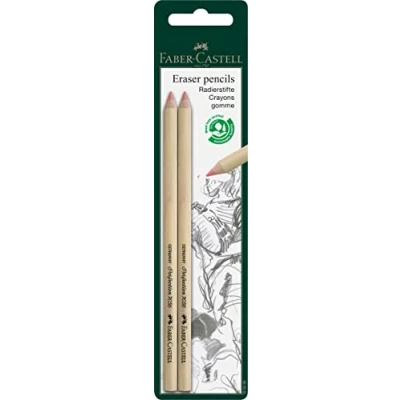 Image of Faber Castell Art &amp; Graphic Perfection Eraser Pencil, Set Of 2, For Art, Craft, Drawing, Sketching, Home, School, University, Colouring