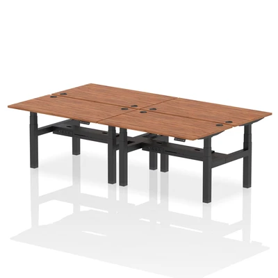 Image of Air B2B 1400x800mm Height Adjustable 4P Bench Desk CP Walnut/Black
