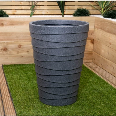 Image of 66cm Tall Round Grey Garden Patio Trojan Plant Pot