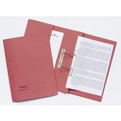 Image of Exacompta Ref 211/6005Z Guildhall Pocket Spiral File, 420gsm Heavyweight Manilla, Holds A4 &amp; Foolscap Documents, Left Hand Pocket, Blue Angel Certified Red, Pack of 25