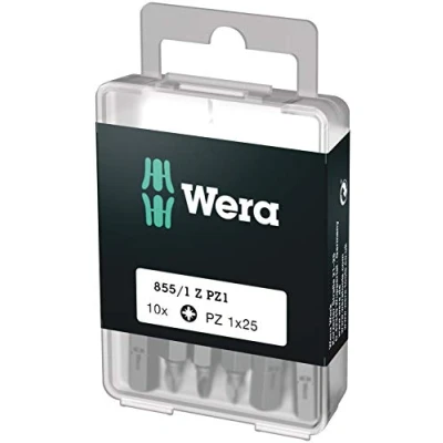 Image of Wera 05072403001 Pozidriv Extra Tough Bits 855/1 Z PZ1 x 25 mm, Pack of 10