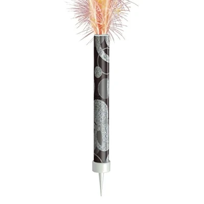Image of Unique Party 37329 Glitz Black Birthday Fountain Candles, Pack of 3