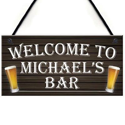 Image of RED OCEAN Personalised Welcome Home Beer Bar Man Cave Alcohol Hanging Plaque Pub Garage Landlord Gift Sign