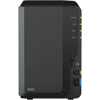 Image of Synology DS223 20TB 2 Bay Desktop NAS Solution installed with x 10TB Western Digital Red Plus Drives