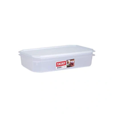 Image of TATAY Food Storage, Airtight, 2.1 L of Capacity, Flexible Pressure Lid, BPA free, Suitable Microwave and Dishwasher, White. Measures: 28,5 x 18,5 6 cm