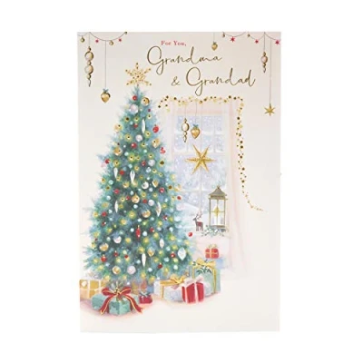 Image of Grandma and Grandad Christmas Card for Grandparents Traditional Tree Design