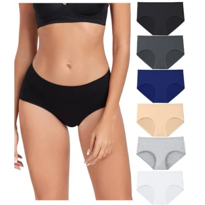 Image of wirarpa Underwear Women Cotton Ladies Knickers Comfortable Pants for Full Coverage Briefs 6 Pack Black, Grey, Navy, Light White, Beige Size XX Large