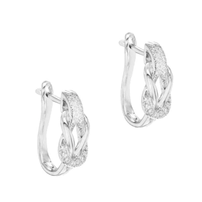 Image of Tuscany Silver Women&#039;s Sterling Rhodium Cubic Zirconia Figure 8 Knot Drop Earrings