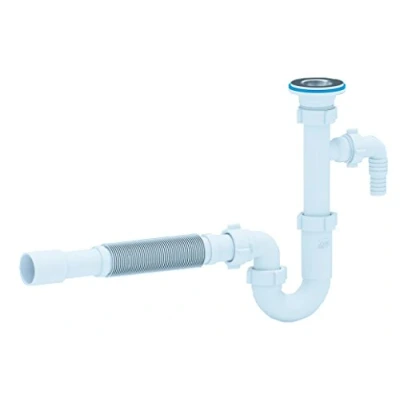 Image of Kitchen Sink Drain Waste Trap 6/4&quot; x 40mm with Flexible Part + Dishwasher Input