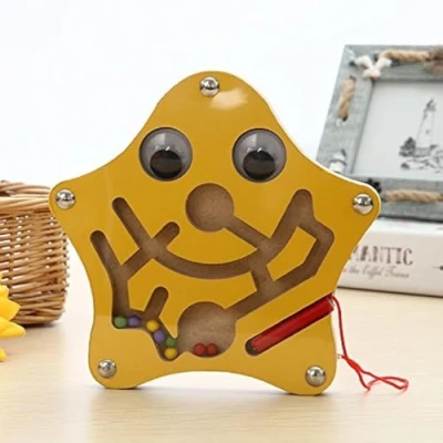 Image of FunnyGoo Mini Pen Driving Wooden Bead Maze Labyrinth for Children 3 Years and Up Perfect Xmas (Star)