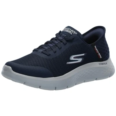 Image of Skechers Men&#039;s Free Slip ins Go Walk Flex Hands Up Sneaker, Navy, 11 UK Wide