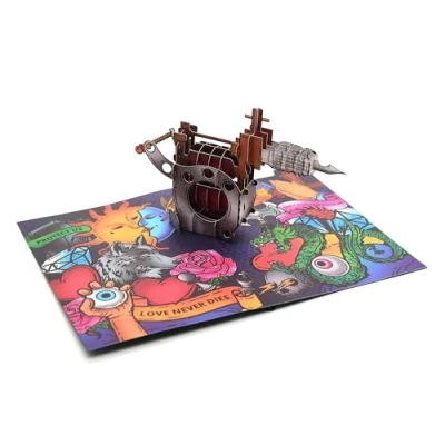 Image of Tattoo Fans 3D Pop UP Card Unusual Voucher Money Gift For A Birthday Anniversary