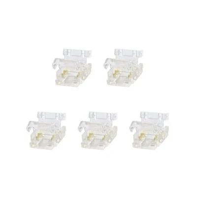 Image of G.W.S® Solderless Strip to Wire Straight Connectors, for 10mm Wide 2 Pin Single Colour LED COB Lights, Pack of 5