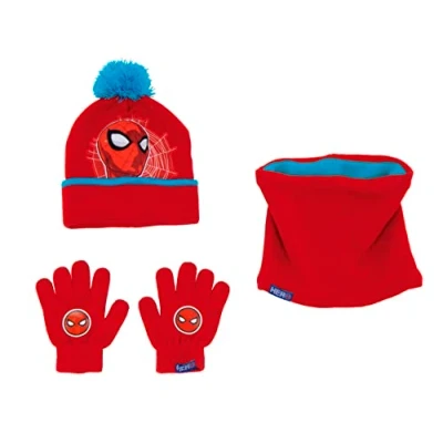 Image of Marvel Spiderman Winter Bobble Hat, Gloves and Snood set SM14781