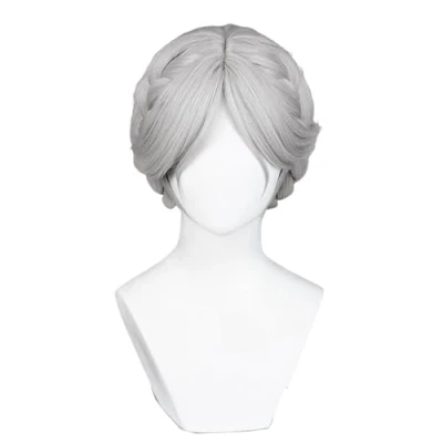Image of Game Cosplay Wig Silver Grey Hair Braids Bun Heat Resistant Halloween Costume Party