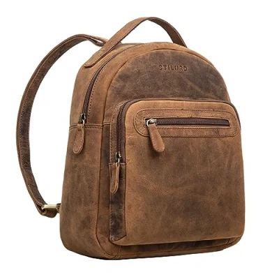 Image of STILORD &#039;Kima&#039; Small Backpack Women Vintage Leather City Handbag Mini Daypack Ladies Genuine Leather, Colour:torino brown