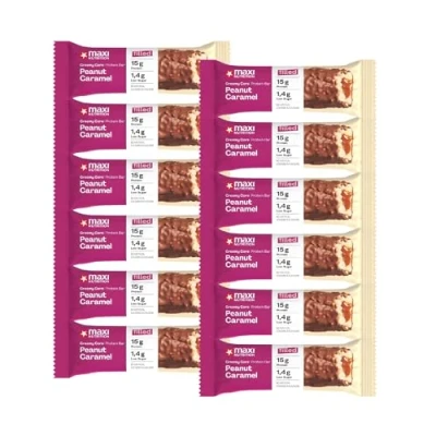 Image of MaxiNutrition Creamy Core Protein Bar High Snack Fat Free, Low in Sugar 15g Peanut Caramel, 200 kcal per Serving, 12 x 45g