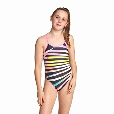 Image of Zoggs Girls Palms U Back Swimsuit Black/Multi Coloured, 26 UK, 116cm, 6 Years