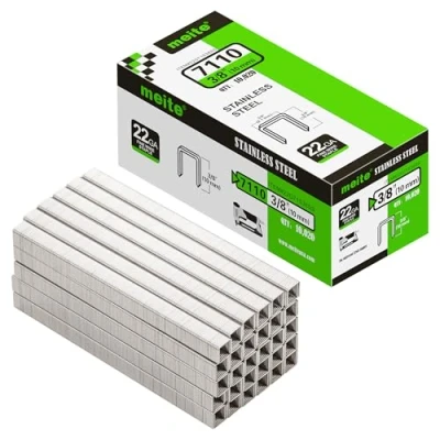 Image of meite Type 71 Upholstery Staples for Staple Gun 10 mm Length Stainless Steel Carpet, Work Box, Cable, Shed, Fence (10,000 Pieces)