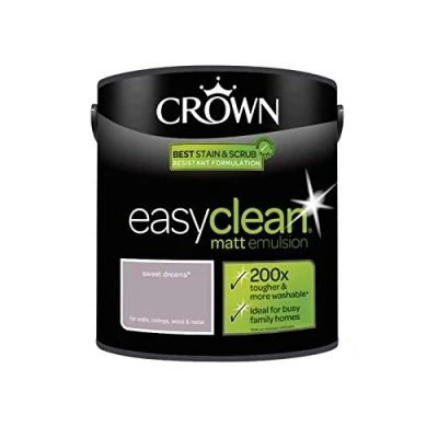 Image of 2.5L CROWN Easy Clean MATT Emulsion Multi Surface Paint That can be Used on Walls, Ceilings, Wood and Metal. Stain &amp; Scrub Resistant Formula Sweet Dreams