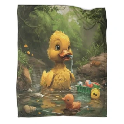 Image of QIACVYDKZ 3D Duck Design Luxurious Super Soft Warm And Cosy Throws Cute Duckling Pattern Printed Sherpa Fleece Throw Blanket Microfiber Sport Bedding for Bed Couch 40x50inch(100x130cm)