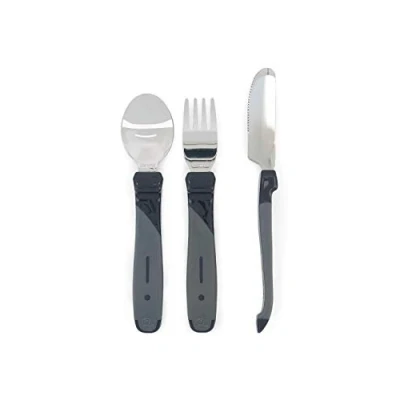 Image of Twistshake Stainless Steel Learning Cutlery for baby, infant feeding, BPA free, 12+ Months, Black