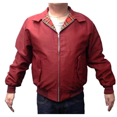 Image of Mazeys Mens Classic Harrington Jackets (Large, Burgundy)