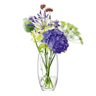 Image of LSA Flower Curved Bouquet Vase H20cm Clear 1 Unit Mouthblown &amp; Handmade Glass FW38