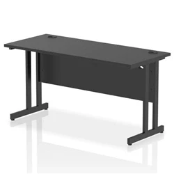 Image of Impulse 1400x600mm Straight Office Desk Black Top Cantilever Leg