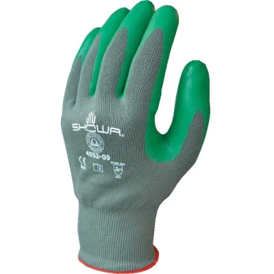 Image of Showa Nitrile Coated Grip Gloves, Green, Size 10