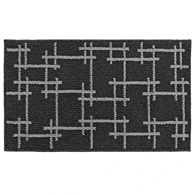Image of JVL Vector Machine Washable Latex Backed Doormat, 50x80cm, Black
