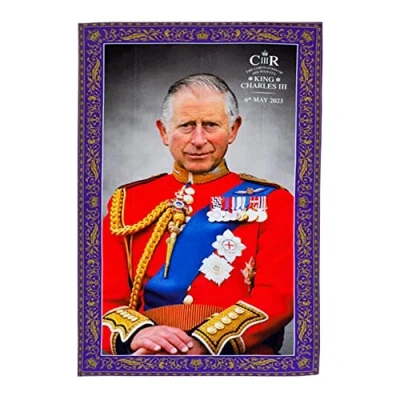 Image of Elgate King Charles III Coronation Tea Towel Commemorative Collectable Memorabilia Souvenirs Gift (By LILAJ)