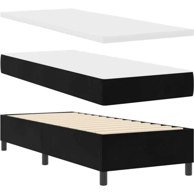 Image of vidaXL Box Spring Bed with Mattress &amp; Bench Black 80x200 cm Velvet