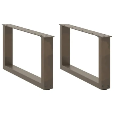 Image of vidaXL Coffee Table Legs Sturdy U Shaped Support with Adjustable Feet Powder Coated Natural Steel for Living/Dining Room