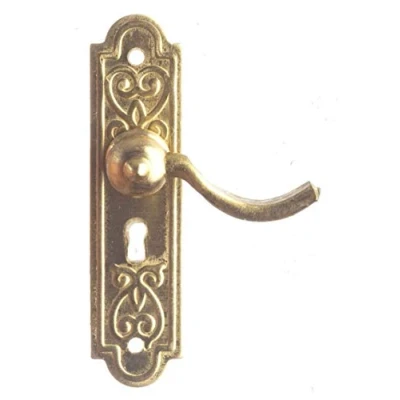 Image of Dolls House Miniature Brass Door Plate &amp; Handle