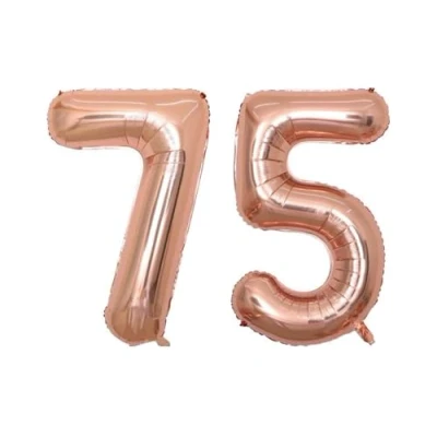 Image of Rose Gold Number 75 Foil Balloon, 101cm
