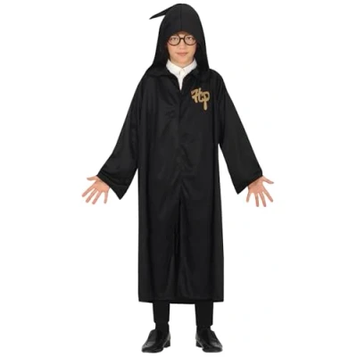 Image of FIESTAS GUIRCA Student of Magic Fancy Dress Kids Black Magician Robe Wizard Costumes for Size 10 12 Years