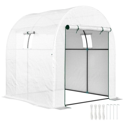 Image of Outsunny 1.8 x 2m Polytunnel Greenhouse with Doors and Mesh Windows