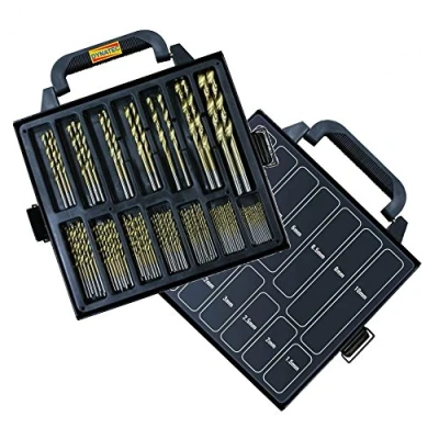 Image of Titanium Coated HSS Drill Bit Set 99 Pc Piece &amp; Case 1.5 10mm Plastic Wood Metal Kit