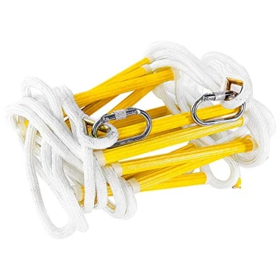 Image of Fire Escape Rope Ladder 25 ft Emergency with Spring Hooks Multi purpose Evacuation